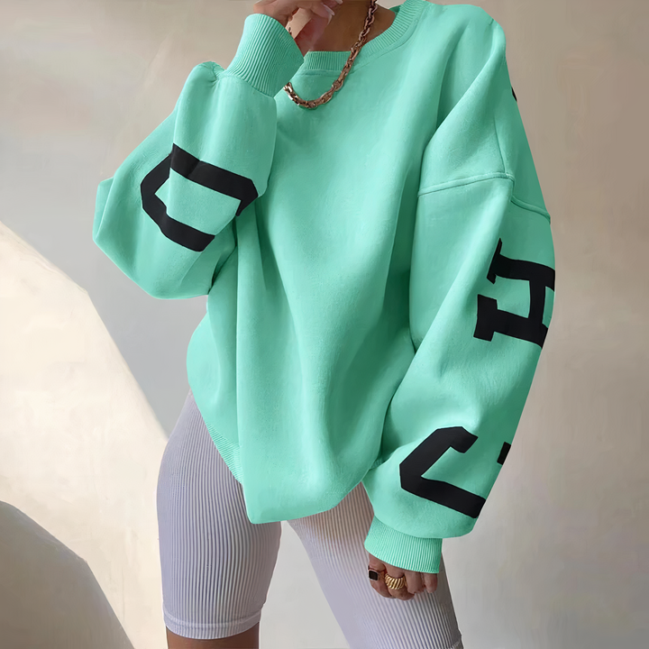 Jersey de mujer con estampado de letras y manga larga