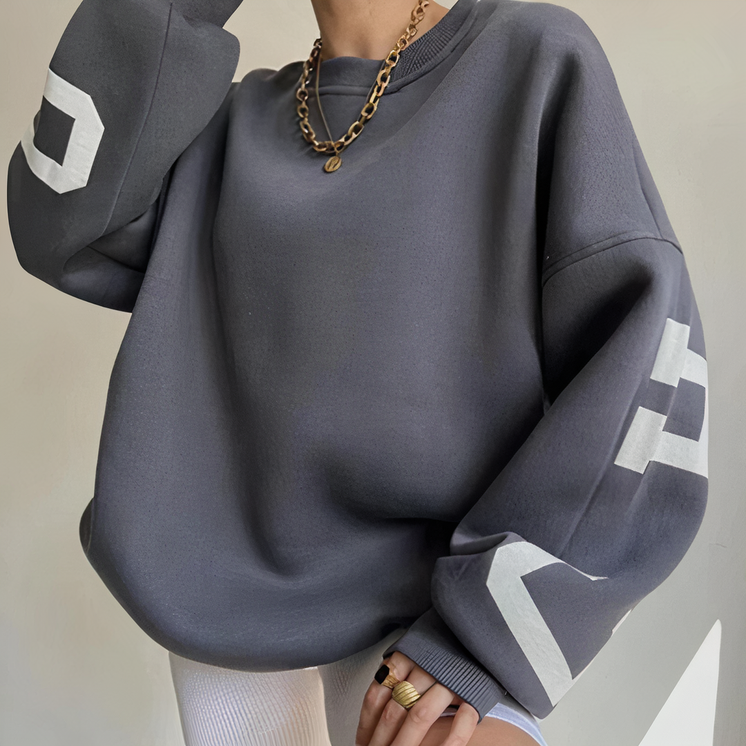 Jersey de mujer con estampado de letras y manga larga