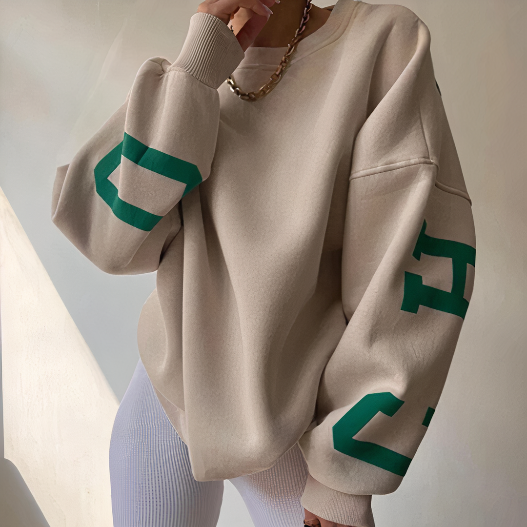 Jersey de mujer con estampado de letras y manga larga