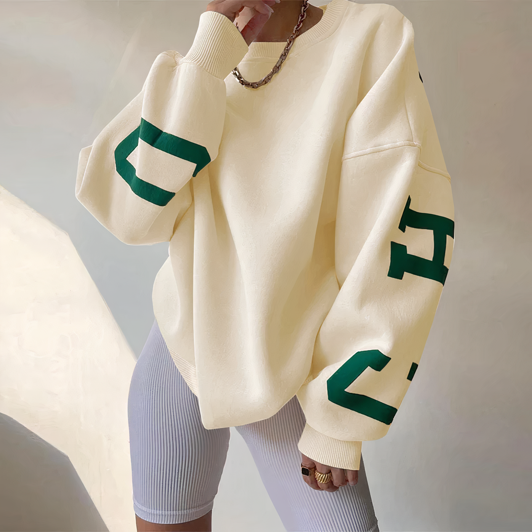 Jersey de mujer con estampado de letras y manga larga