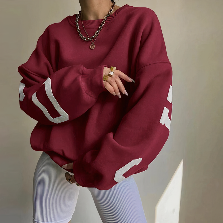 Jersey de mujer con estampado de letras y manga larga