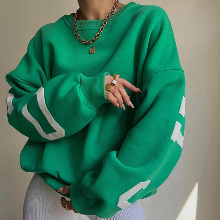Jersey de mujer con estampado de letras y manga larga