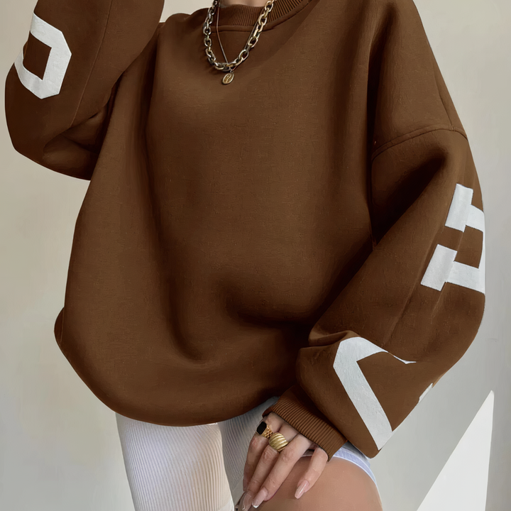 Jersey de mujer con estampado de letras y manga larga