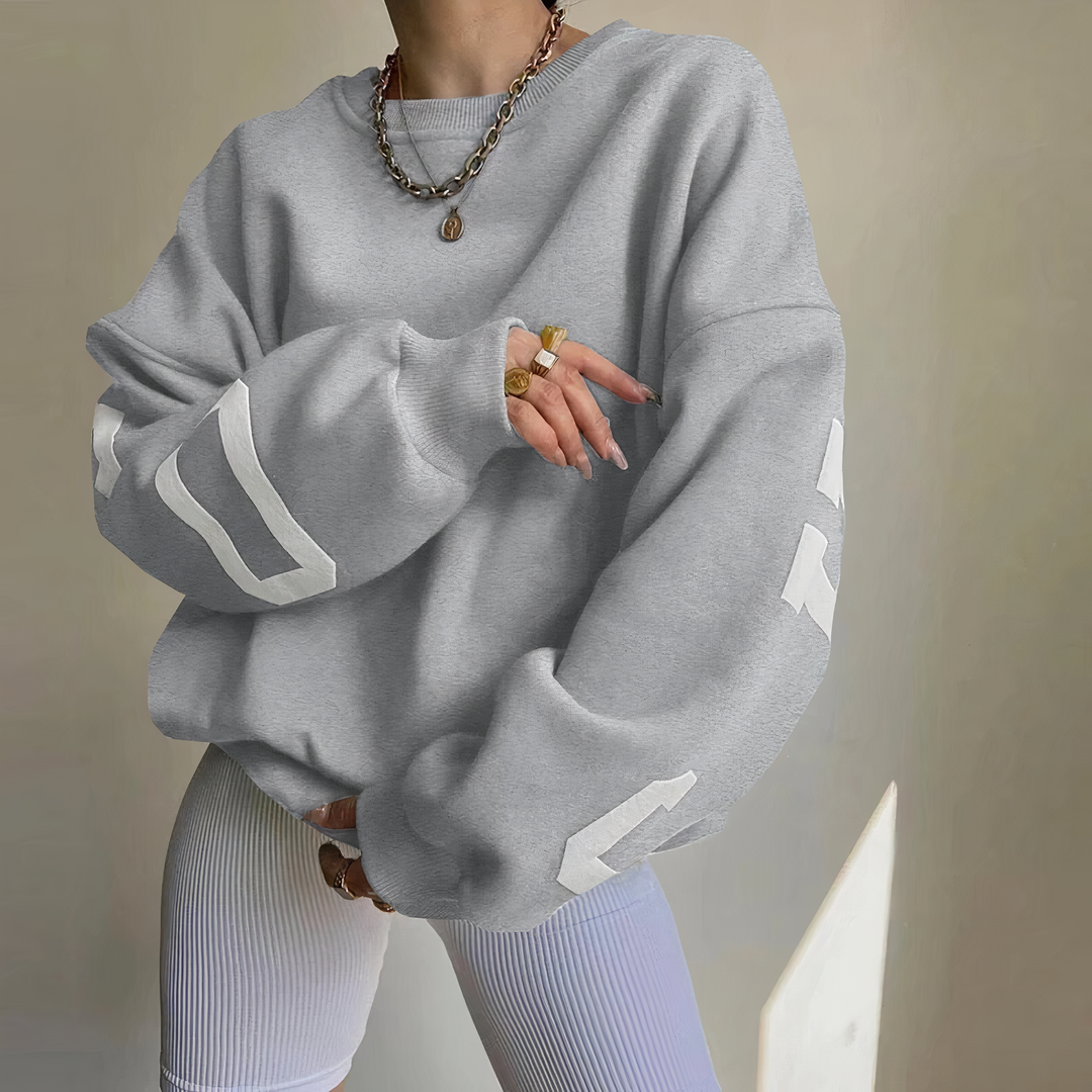 Jersey de mujer con estampado de letras y manga larga