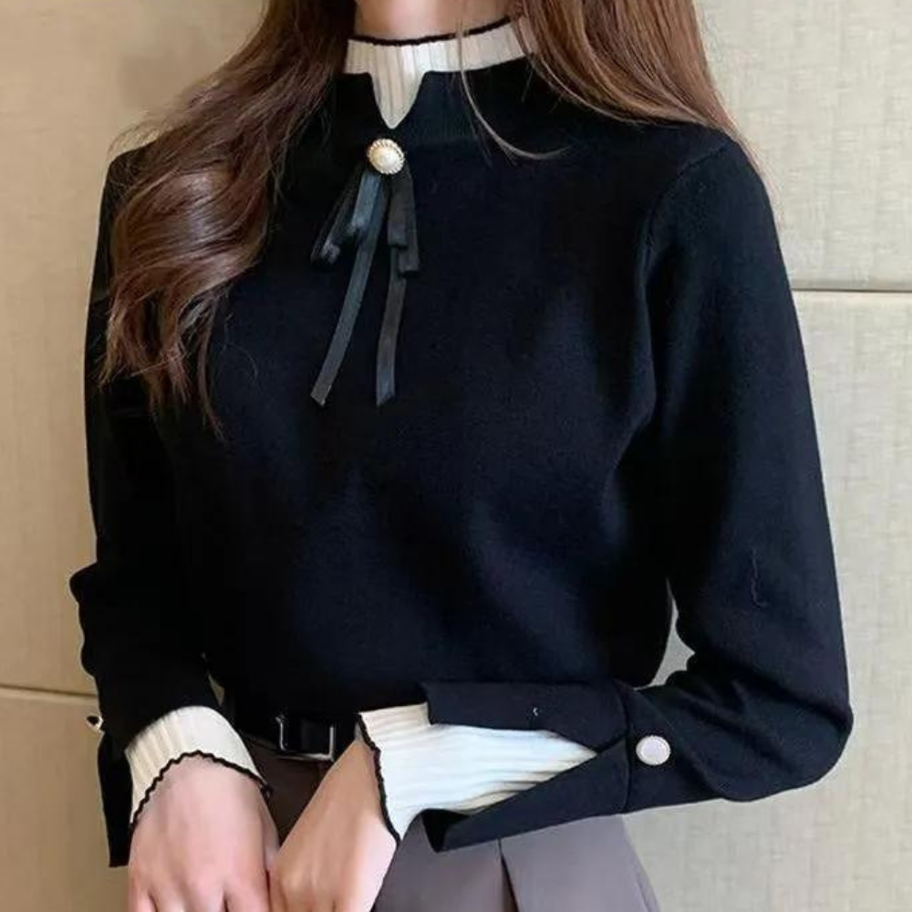 Women's sweater with high neck made of high-quality material