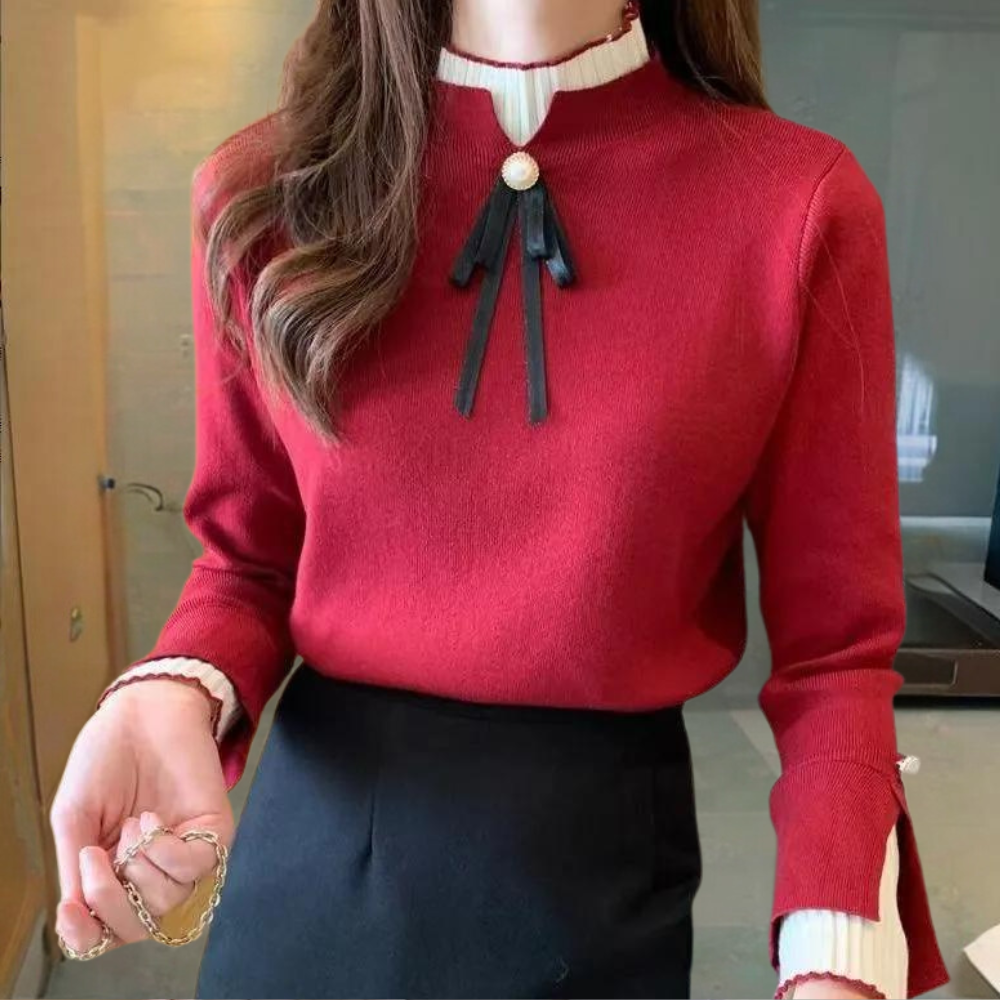 Women's sweater with high neck made of high-quality material