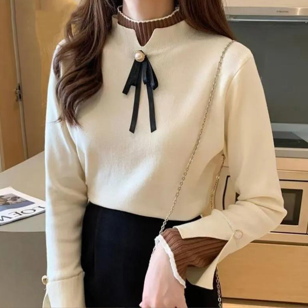 Women's sweater with high neck made of high-quality material