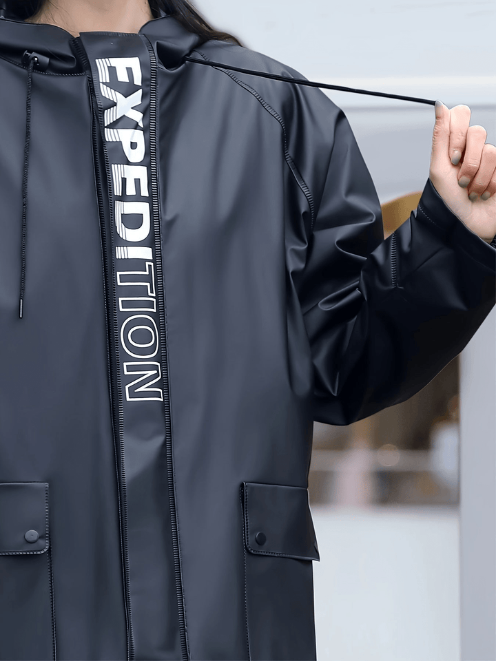 Traje de lluvia impermeable para mujer con capucha, elegante