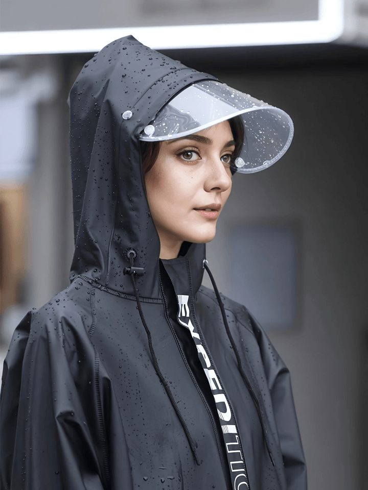 Traje de lluvia impermeable para mujer con capucha, elegante