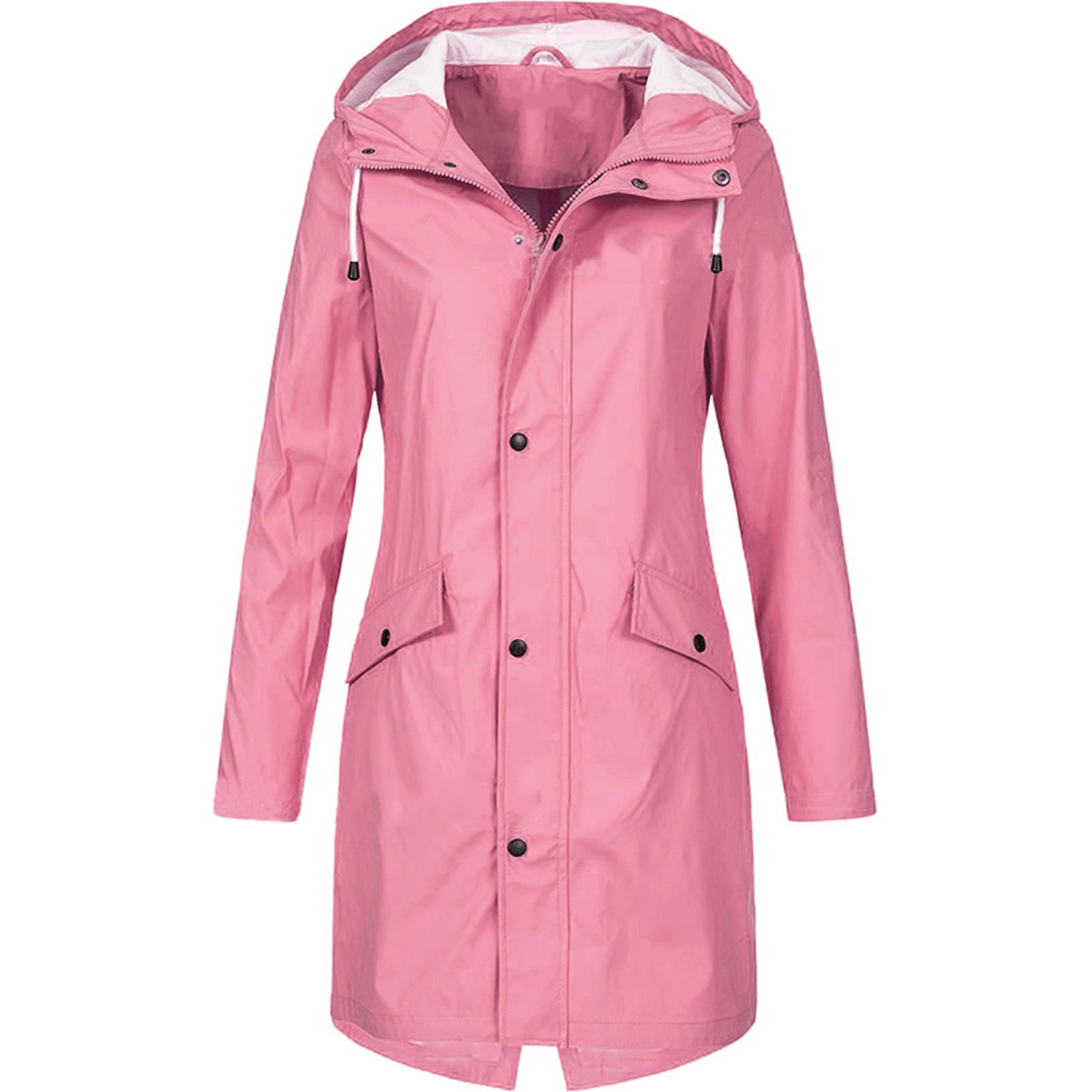 Abrigo de lluvia para mujer impermeable elegante impresionante