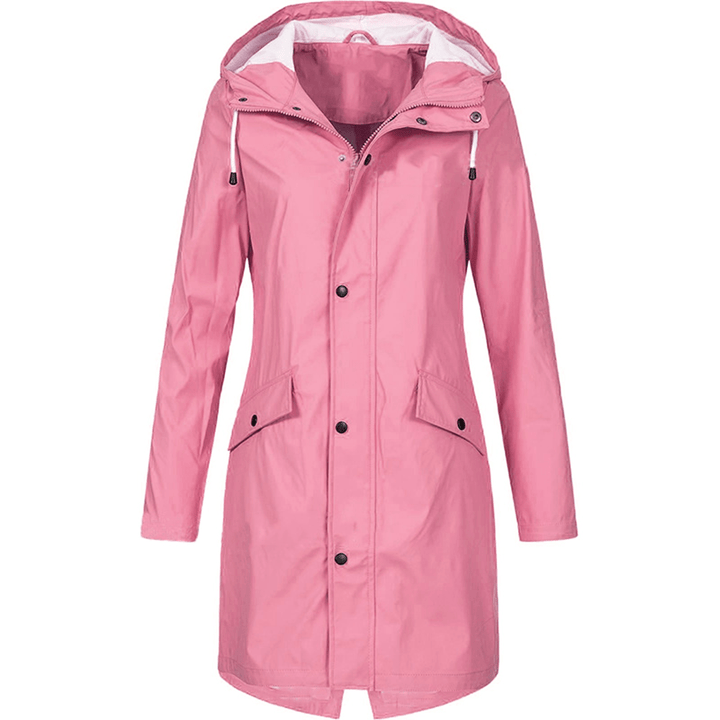 Abrigo de lluvia para mujer impermeable elegante impresionante
