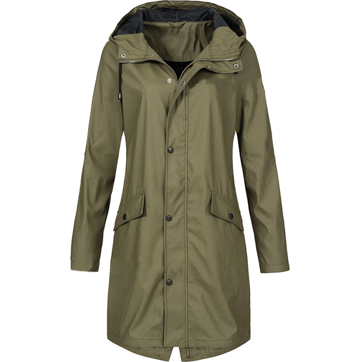 Abrigo de lluvia para mujer impermeable elegante impresionante