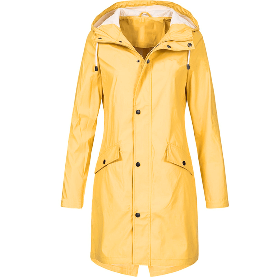 Abrigo de lluvia para mujer impermeable elegante impresionante