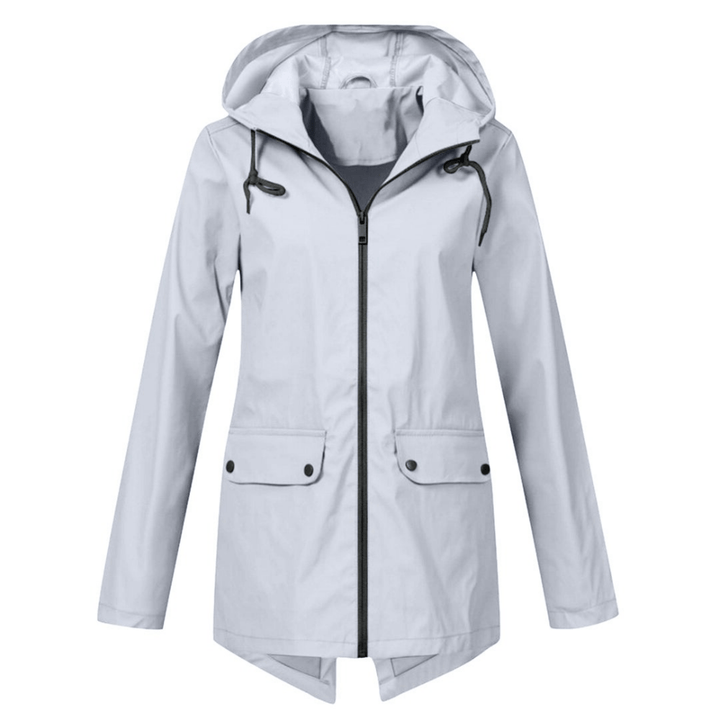 Women's Waterproof Raincoat with Hood and Long Cut