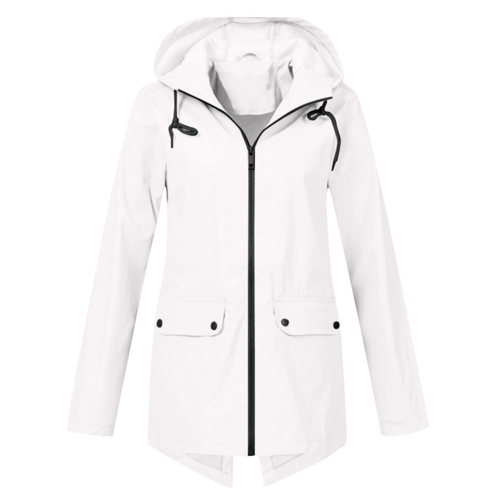 Women's Waterproof Raincoat with Hood and Long Cut