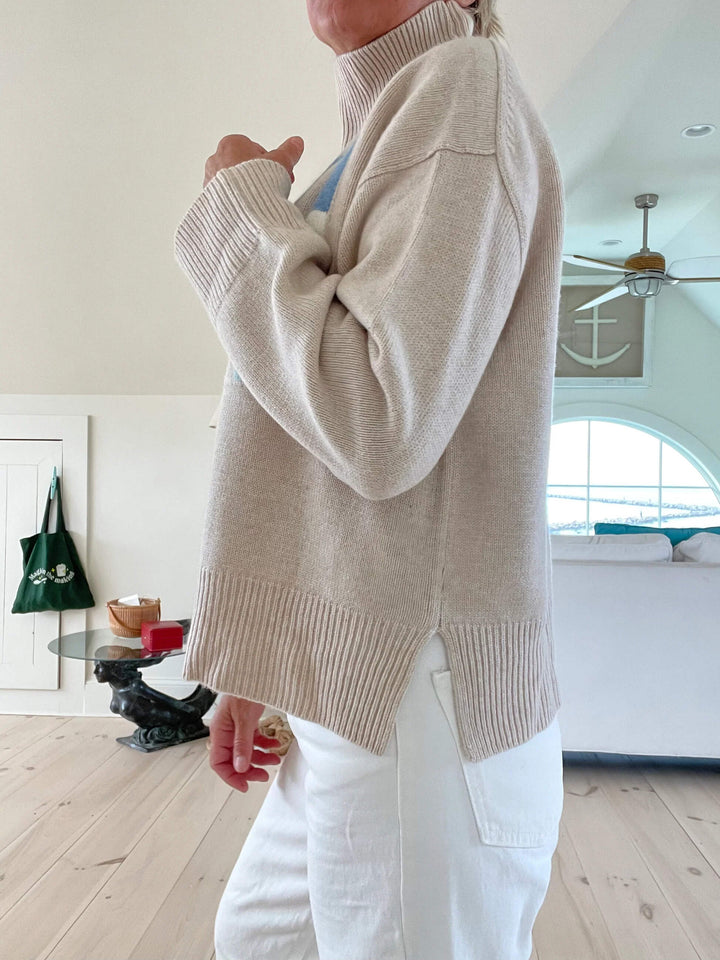 Damski sweter z golfem dziany - styl vintage narciarski