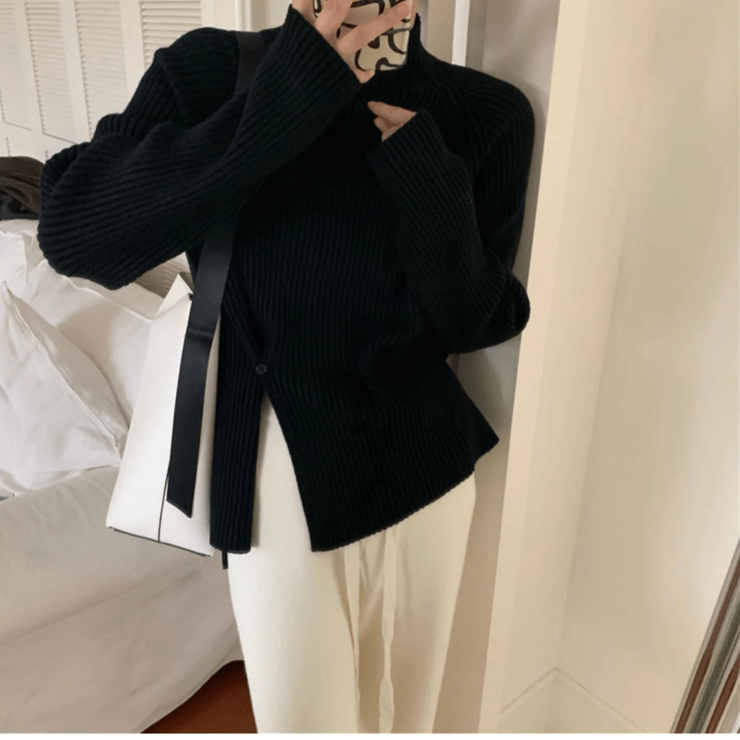 Women's Turtleneck Sweater Knit Material Elegant Warm Sweater Women