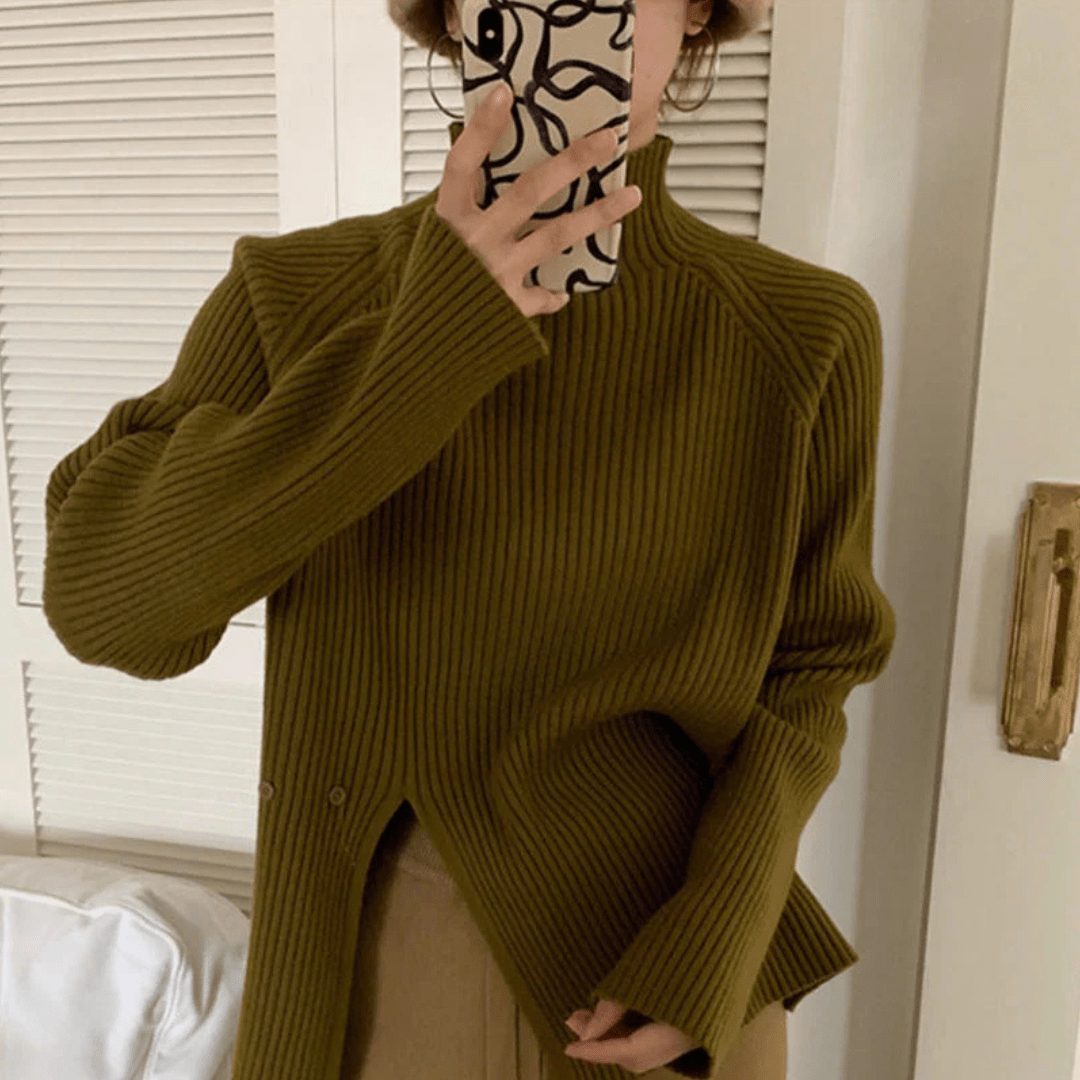 Women's Turtleneck Sweater Knit Material Elegant Warm Sweater Women