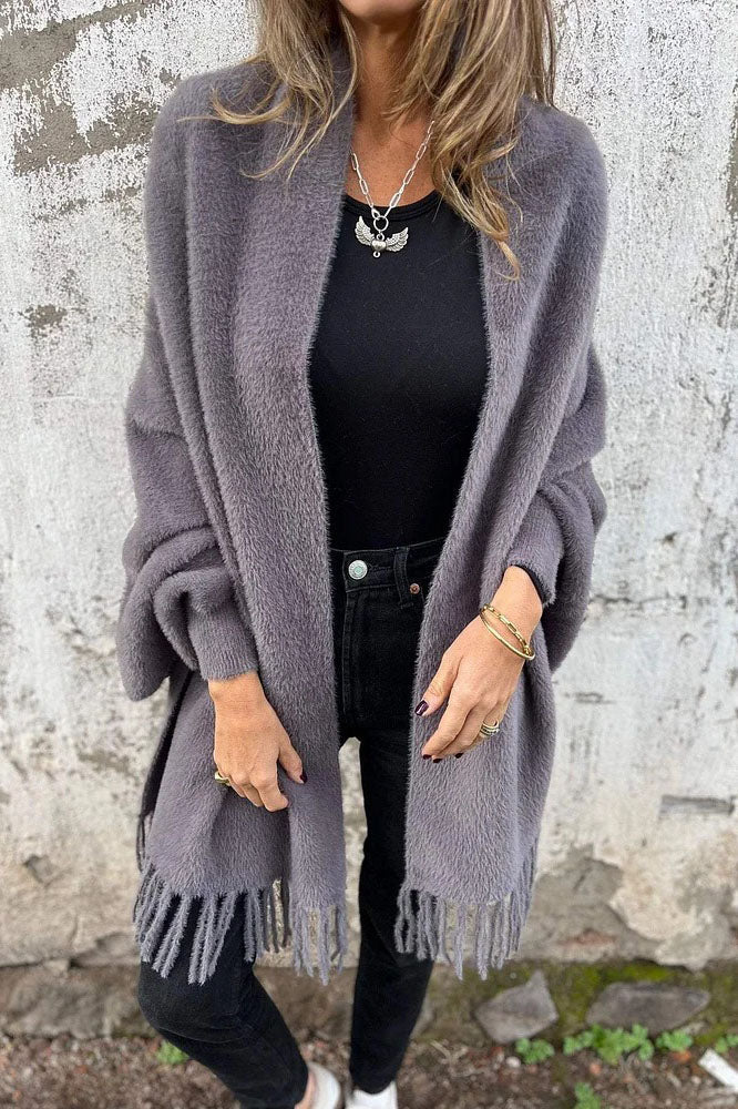 Women's Scarf Knit Plush with Fringes – Cozy Accessory for Fashion-Conscious
