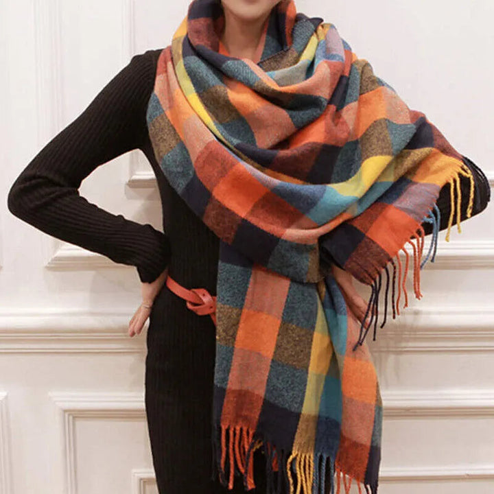 Women's Scarf Wool Diamond Pattern Elegant