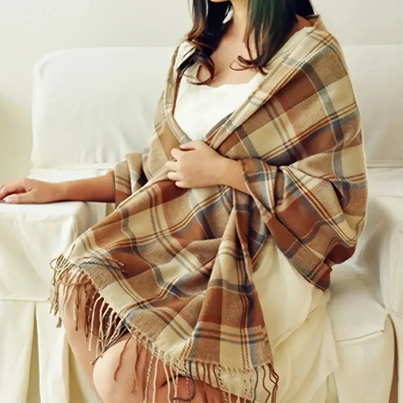 Women's Scarf Wool Diamond Pattern Elegant
