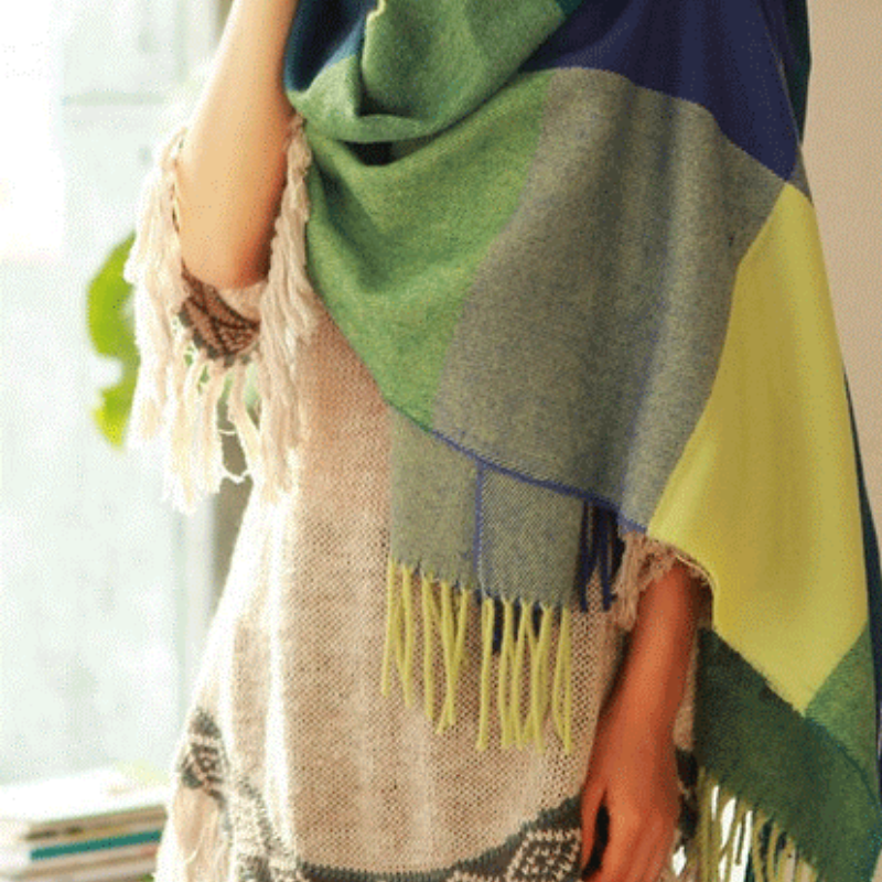 Women's Scarf Wool Diamond Pattern Elegant