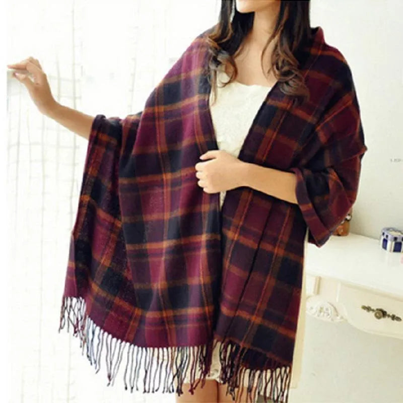 Women's Scarf Wool Diamond Pattern Elegant
