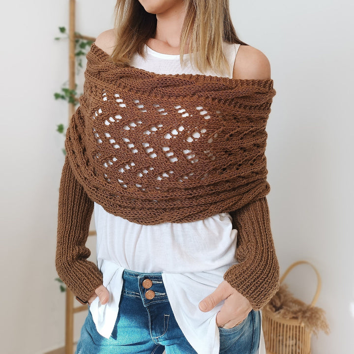Women's scarf with sleeves braided design