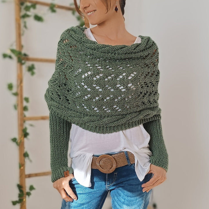 Women's scarf with sleeves braided design