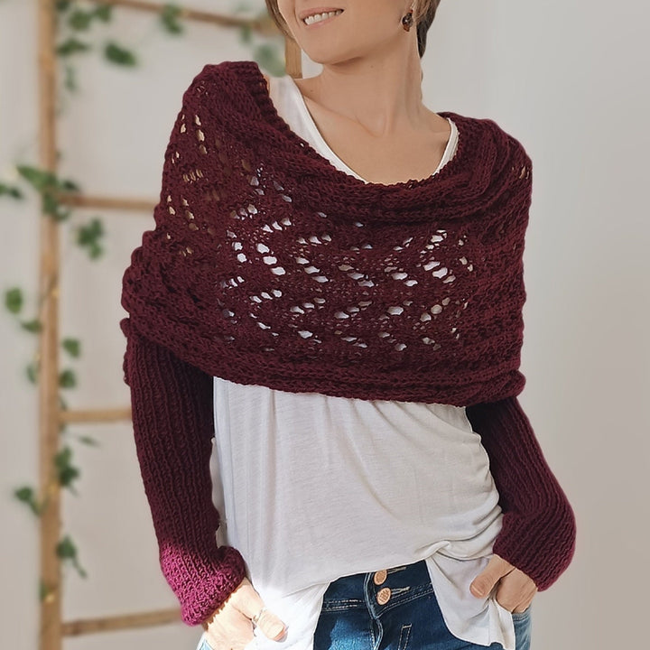 Women's scarf with sleeves braided design