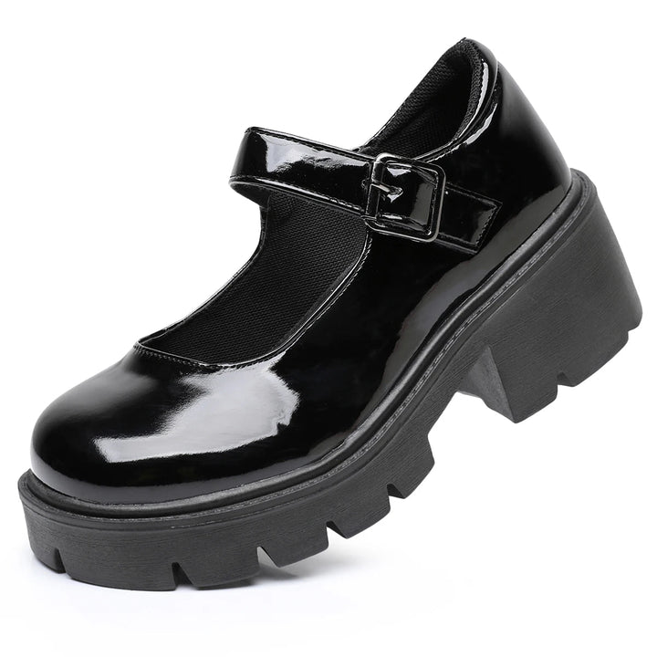 Women's leather shoes Mary-Lou with platform and block heel