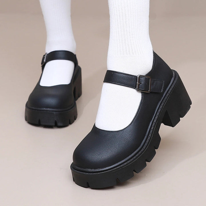 Women's leather shoes Mary-Lou with platform and block heel
