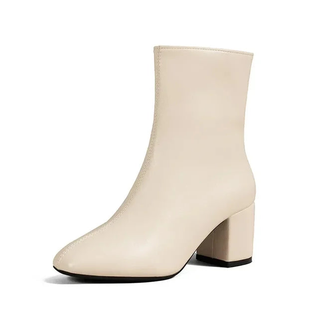 Women's Shoes Mid Heel With Side Zipper Pointed Shape Elegant