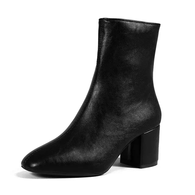 Women's Shoes Mid Heel With Side Zipper Pointed Shape Elegant