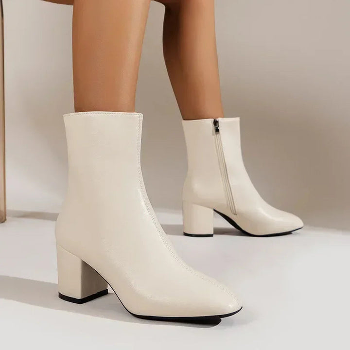 Women's Shoes Mid Heel With Side Zipper Pointed Shape Elegant
