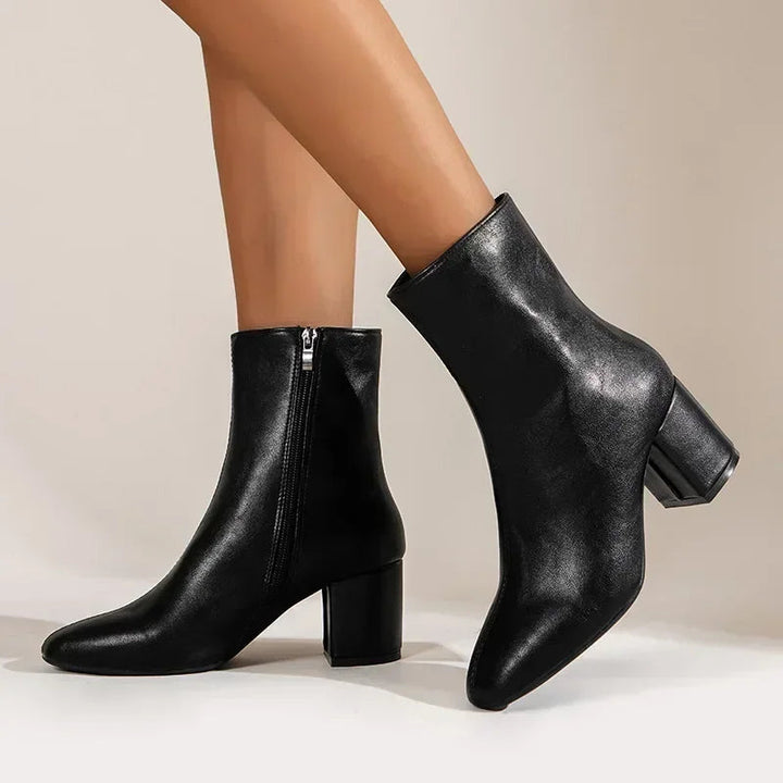 Women's Shoes Mid Heel With Side Zipper Pointed Shape Elegant