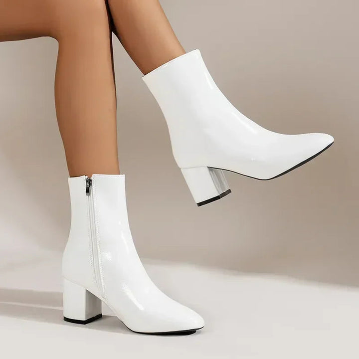 Women's Shoes Mid Heel With Side Zipper Pointed Shape Elegant