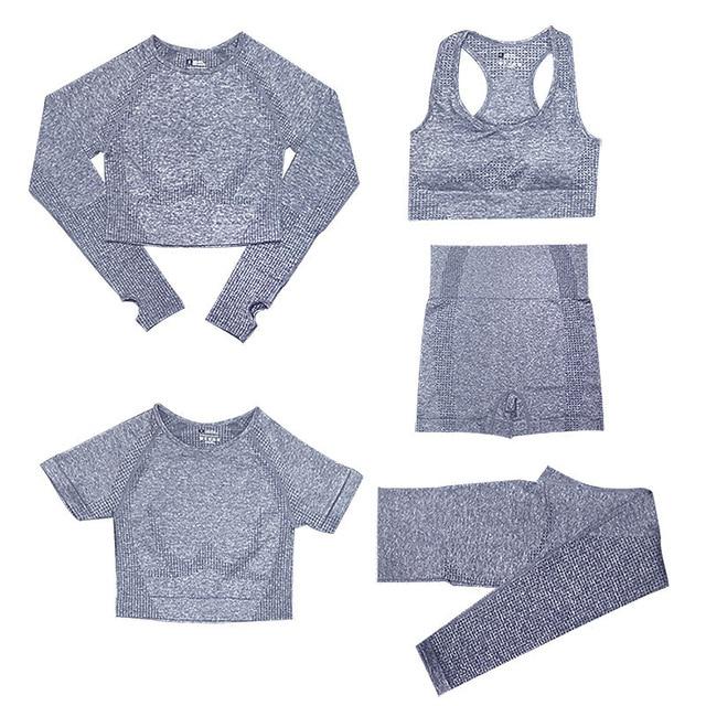 Damen Schwarz Atmungsaktives Sportset aus Weichem Stretchstoff im Slim Fit mit Hochtaillierten Leggings und Oberteilen 7