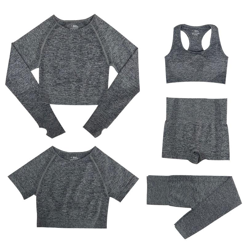 Damen Schwarz Atmungsaktives Sportset aus Weichem Stretchstoff im Slim Fit mit Hochtaillierten Leggings und Oberteilen 9