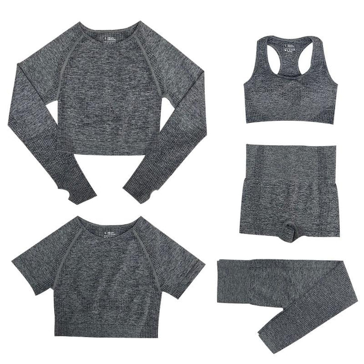 Damen Schwarz Atmungsaktives Sportset aus Weichem Stretchstoff im Slim Fit mit Hochtaillierten Leggings und Oberteilen 9