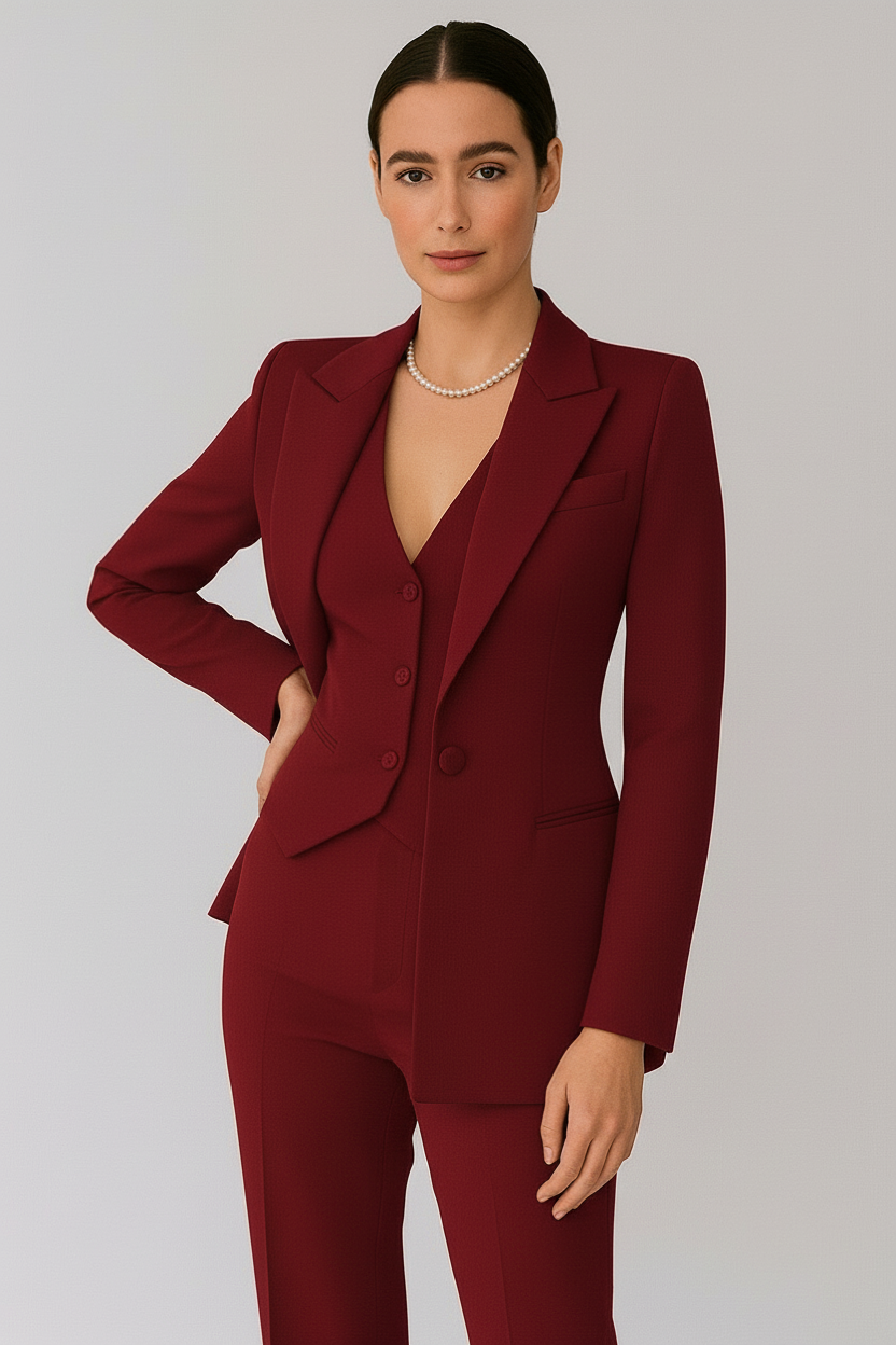 Damen Schwarzes Slim-Fit Anzug Set Elegant aus Strukturierter Mischung 2