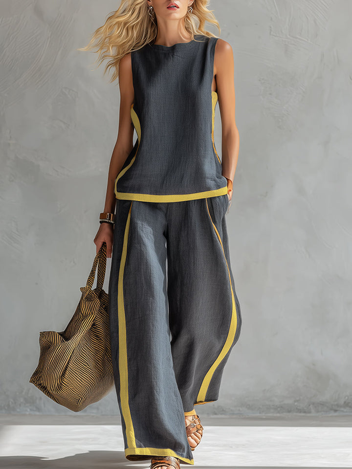 Damen Set: Elegantes Baumwoll-Leinen-Outfit für stilvolle Anlässe 2