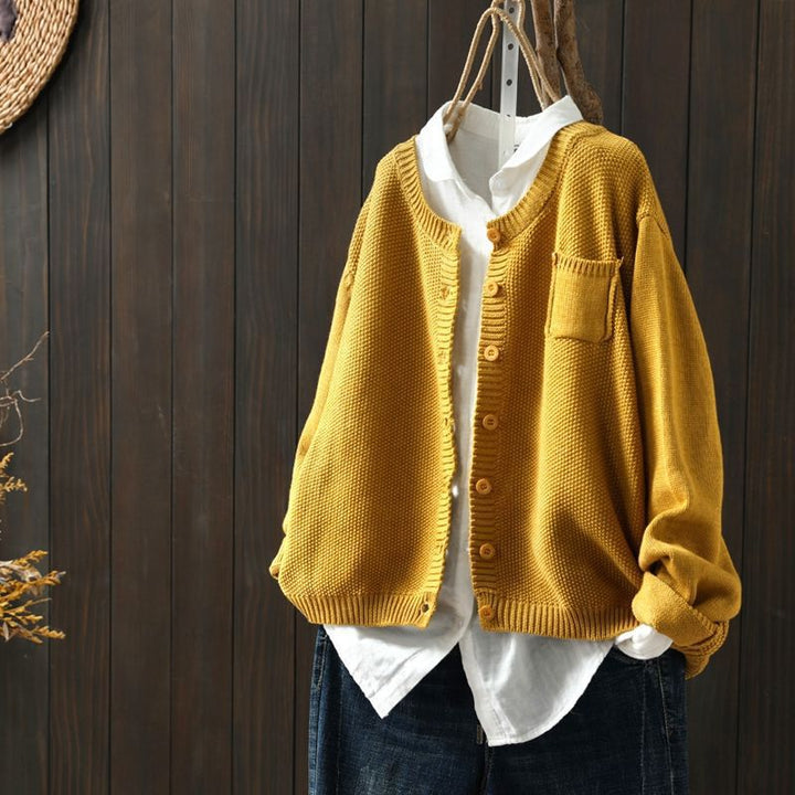 Women's Cotton Knit Cardigan Plus Size Comfortable and Casual