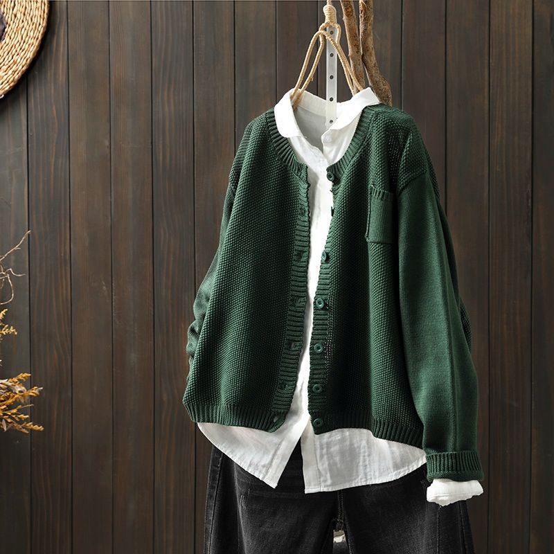 Women's Cotton Knit Cardigan Plus Size Comfortable and Casual