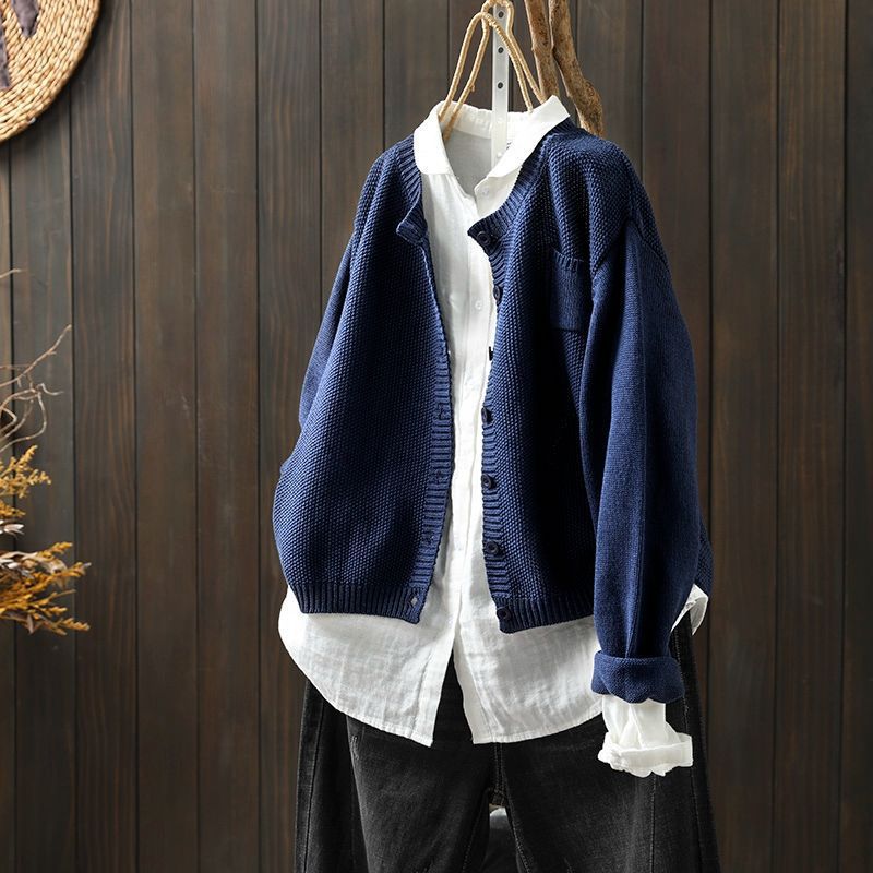 Women's Cotton Knit Cardigan Plus Size Comfortable and Casual