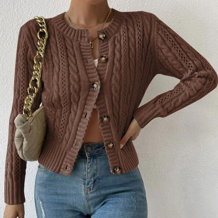 Women's cardigan long sleeve soft knit material fashionable