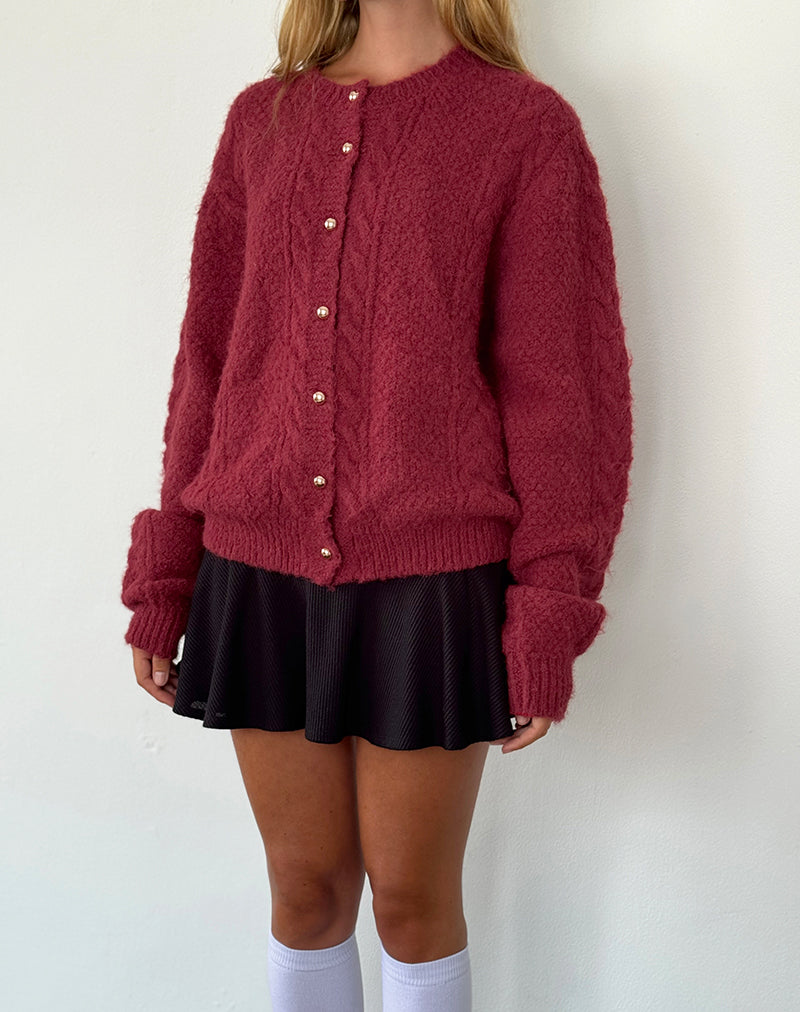 Women's Wool Cardigan With Pearl Knots Elegant Style