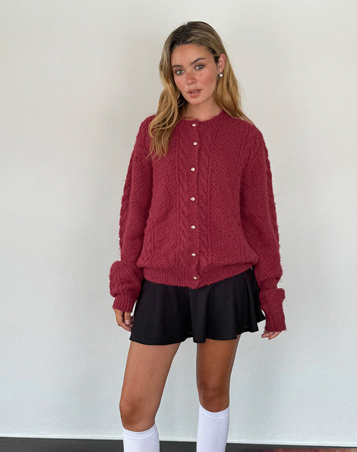 Women's Wool Cardigan With Pearl Knots Elegant Style