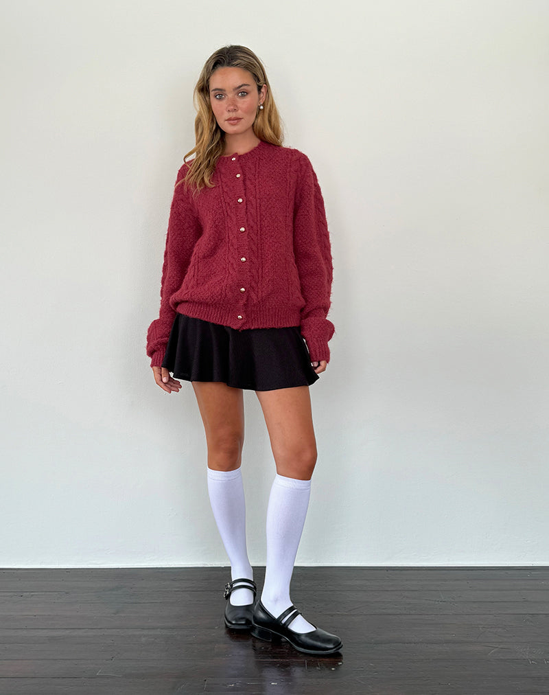 Women's Wool Cardigan With Pearl Knots Elegant Style