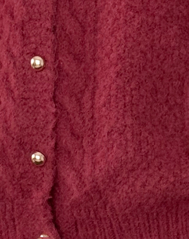 Women's Wool Cardigan With Pearl Knots Elegant Style